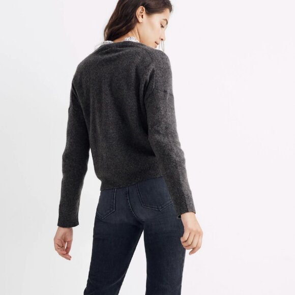 Madewell Short Kent Ex-Boyfriend Cardigan Sweater in Heather Shadow (Grey) M - Picture 2 of 9